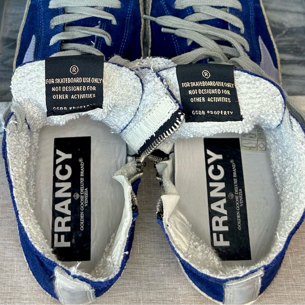Golden Goose Francy High-Top Sneakers – Cobalt Blue Suede Like New EU 39/US 8.5 - Picture 7 of 11